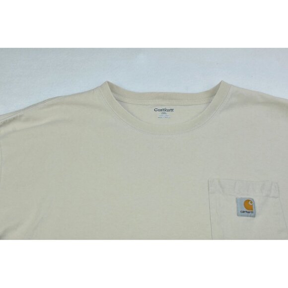 Carhartt K125 Men's Shirt Size XXL Beige Heavyweight Work Long Sleeve  -Flaws- - Picture 2 of 12